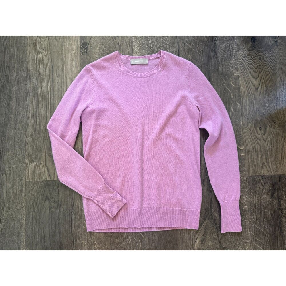 NEW‎ Everlane 100% Cashmere Crew Purple Pink Fuschia Lightweight Sweater Top XS
